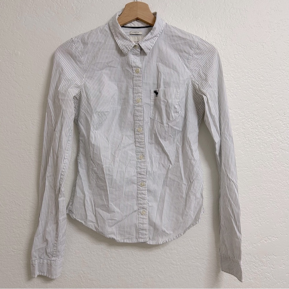 Abercrombie & Fitch Stretch Striped Button Down Long Sleeve Shirt, Size S‎